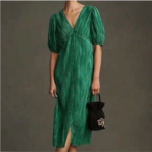 Anthropologie Emerald Green Midi Dress